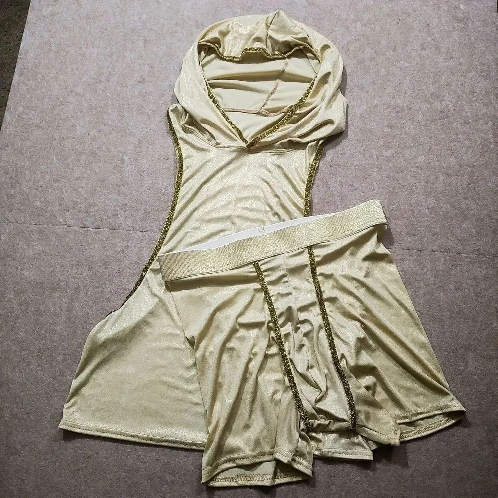 Elegant Gold Men's Brief Hoodie Set #2